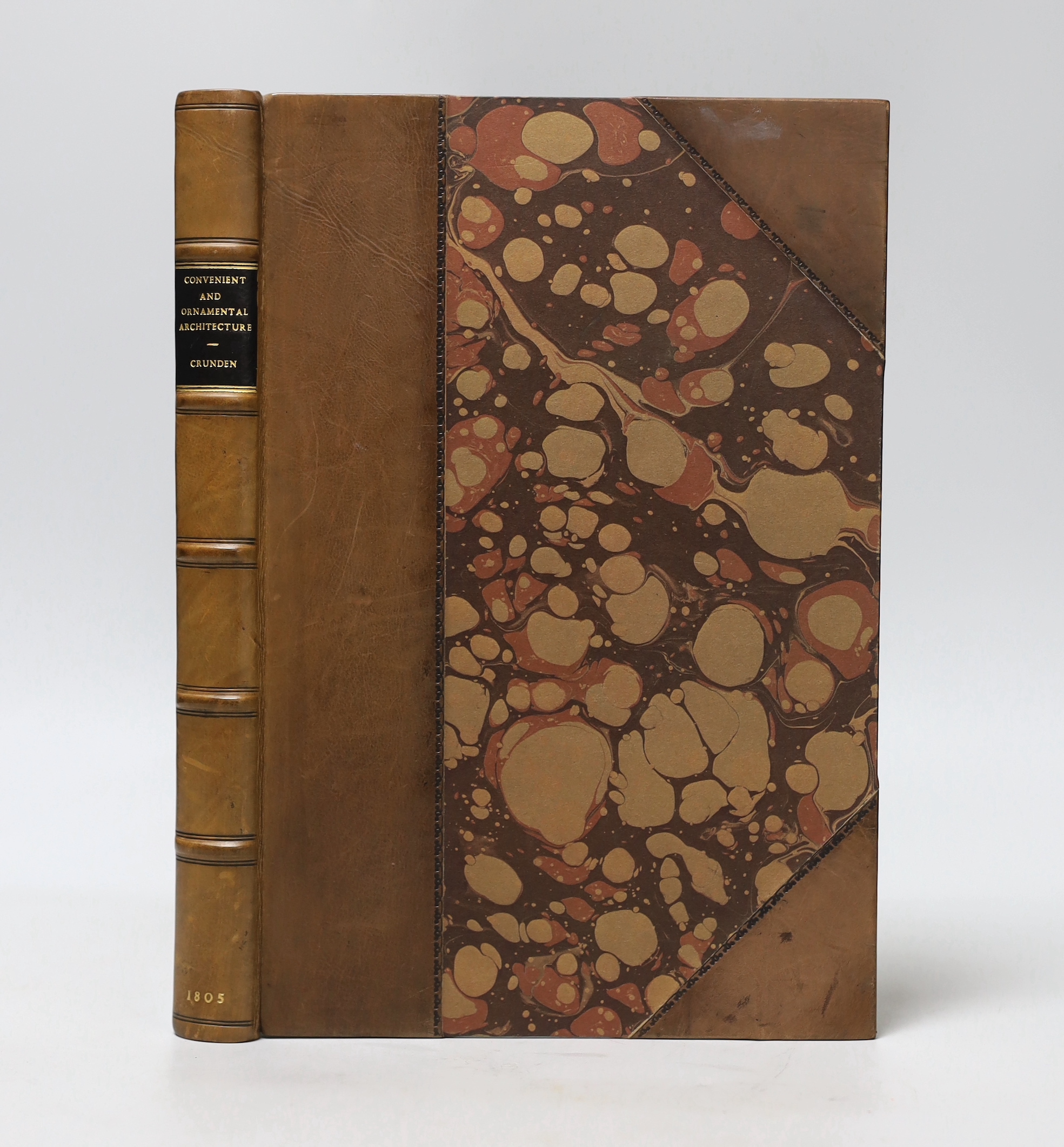 Crunden, J – Convenient and Ornamental Architecture, 4to, rebound in modern half calf, with 56 engraved plates, J.Taylor, London, 1805
